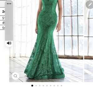 Mermaid style glitter green gown